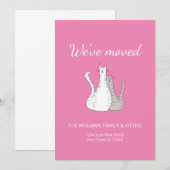 Faire-part Élégant Nous avons Déplacé Chats Déménageant Rose  (Devant / Derrière)