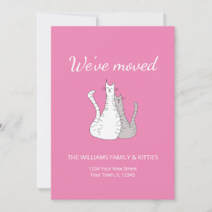 Faire-part Élégant Nous avons Déplacé Chats Déménageant Rose 