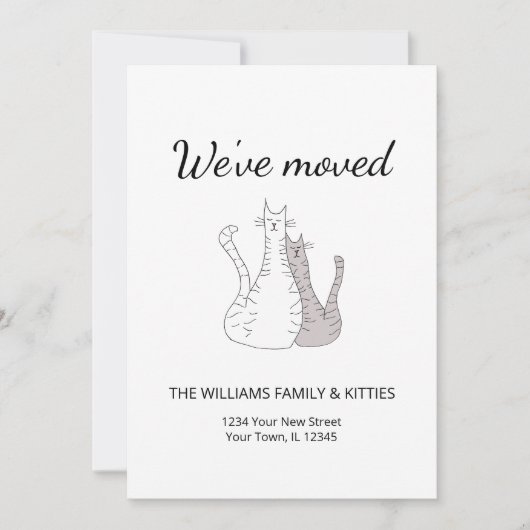 Faire-part Élégant Nous avons déplacé les chats mignons en mo (Devant)