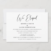 Faire-part Elégant Nous Avons Elopé Mariage Réception (Devant)