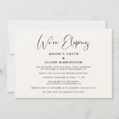 Faire-part Élégant Nous Fuyons Ensemble Crème Réception De Ma (Devant)