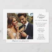 Faire-part Élégant Nous sommes engagés Photo Noir et Blanc (Devant / Derrière)