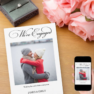 Faire-part Élégant Nous sommes fiancés Script Photo Annonce d
