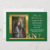 Faire-part Élégant Or Classé RN Caduceus 1 Photo Dk Green (Devant)