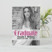 Faire-part Élégant Parties scintillant rose photo Graduation (Debout devant)