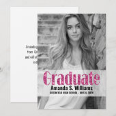 Faire-part Élégant Parties scintillant rose photo Graduation (Devant / Derrière)