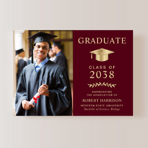 Faire-part Élégant Photo Burgundy Gold College Graduation