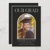 Faire-part Elégant Photo Moderne Black Arch Graduation (Devant / Derrière)