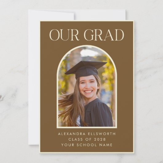 Faire-part Elégant Photo Moderne Brown Arc Annonce de graduat (Devant)