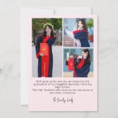 Faire-part Elegant Pink Coquette Bow 5 Photo Graduation  (Dos)