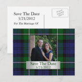 Faire-part Élégant Plaid Enregistrer La Carte Postale Date (Devant / Derrière)