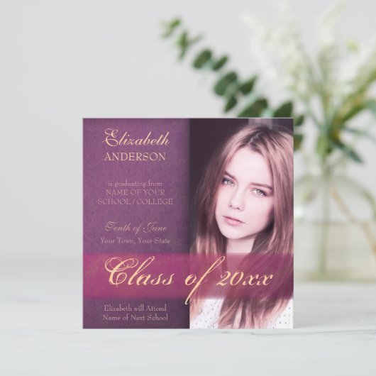 Faire-part Élégant Purple Daughter's Graduation (Debout devant)
