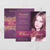 Faire-part Élégant Purple Daughter's Graduation (Devant / Derrière)