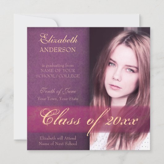 Faire-part Élégant Purple Daughter's Graduation (Devant)