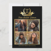 Faire-part Elégant quatre photo noir | Diplôme d'or (Devant)