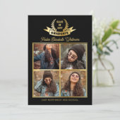 Faire-part Elégant quatre photo noir | Diplôme d'or (Debout devant)