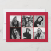 Faire-part Élégant Red Graduate 12 Photo Collage Graduation (Dos)