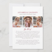 Faire-part Elegant Red Graduate Photo Collage Graduation (Dos)