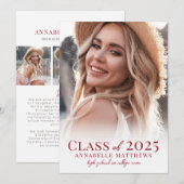 Faire-part Elegant Red Graduate Photo Collage Graduation (Devant / Derrière)