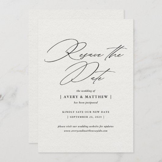 Faire-part Élégant Réservation de la Date de Mariage Minimali (Devant / Derrière)