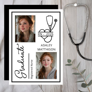 Faire-part Elegant RN 2026 Nursing Graduation Photo