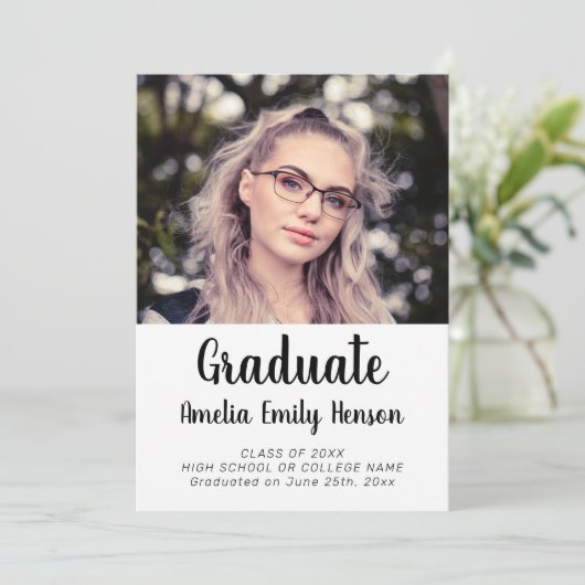 Faire-part Élégant Rococo Pink Diplômé en photo (Debout devant)