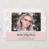 Faire-part Élégant Rococo Pink Diplômé en photo Anno (Devant)