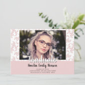 Faire-part Élégant Rococo Pink Diplômé en photo Anno (Debout devant)