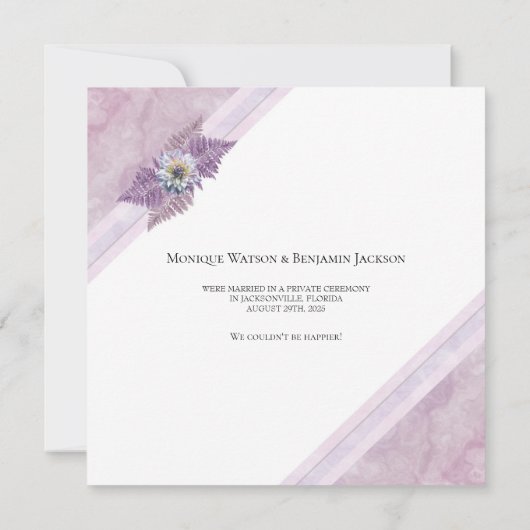 Faire-part Élégant Rose Dusty, juste marié Mariage (Dos)