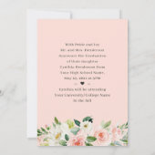 Faire-part Élégant Rose Floral Diplômé de la photo (Dos)