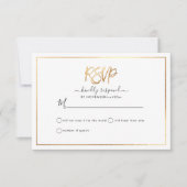 Faire-part Elégant RSVP, Faux Gold Script (Devant)