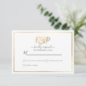 Faire-part Elégant RSVP, Faux Gold Script (Debout devant)