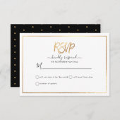 Faire-part Elégant RSVP, Faux Gold Script (Devant / Derrière)