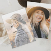 Faire-part Élégant Script 2 Photo Graduation