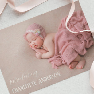 Faire-part Élégant Script 3 Photo Collage Introduire la naiss