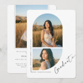 Faire-part Elegant Script Arch Photo Collage Graduation (Devant / Derrière)