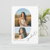 Faire-part Elegant Script Arch Photo Collage Graduation (Debout devant)
