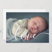 Faire-part Élégant Script Baby Photo Naissance moderne (Devant / Derrière)