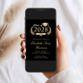 Faire-part Élégant Script Black Photo Gold College Graduation