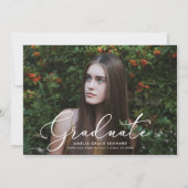 Faire-part Élégant Script Black Photo Graduation (Devant)