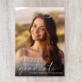 Faire-part Élégant script blanc superposition photo Graduatio