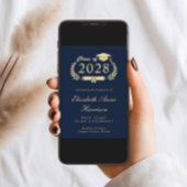 Faire-part Élégant Script Blue Gold College Graduation