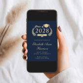 Faire-part Élégant Script Blue Gold Photo College Graduation