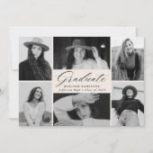 Faire-part Élégant Script Cream 6 Photo Collage Graduation (Devant)