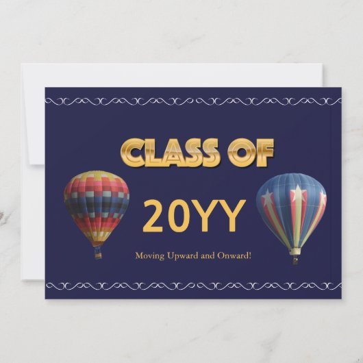 Faire-part Élégant Script de défilement Hot Air Balloon Gradu (Dos)