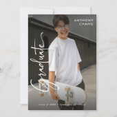 Faire-part Élégant Script Diplômé 4 Photo Collage Graduation (Devant)