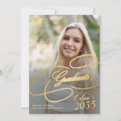 Faire-part Élégant script en or 6 photo collage graduation (Devant)