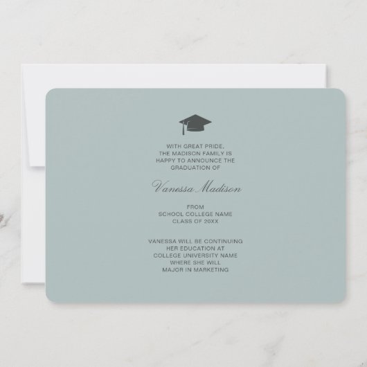 Faire-part Élégant Script Fleurs blanches | Modern Photo Grad (Dos)