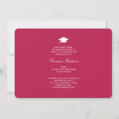 Faire-part Élégant Script Fleurs Roses | Modern Photo Grad (Dos)