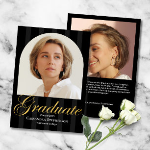 Faire-part Élégant Script Gold Deux Photo Diplôme personnalis